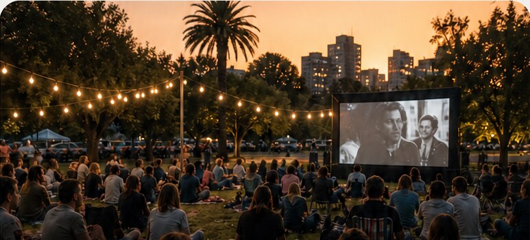 Una función de cine al aire libre