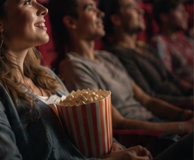 Personas disfrutando una película